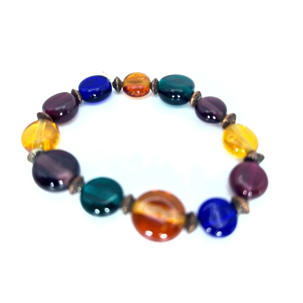 Handmade Lampwork Art Glass Bead Bracelet 7